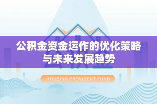 阜城公积金资金运作的优化策略与未来发展趋势