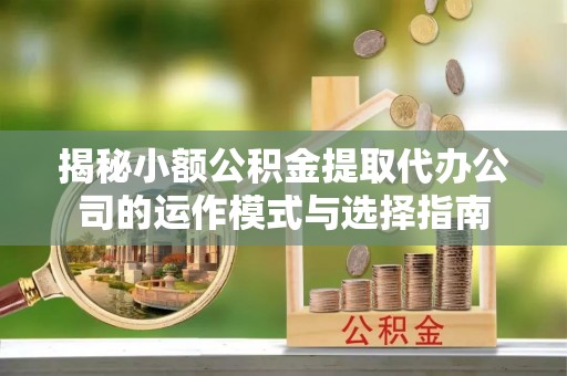 阜城揭秘小额公积金提取代办公司的运作模式与选择指南