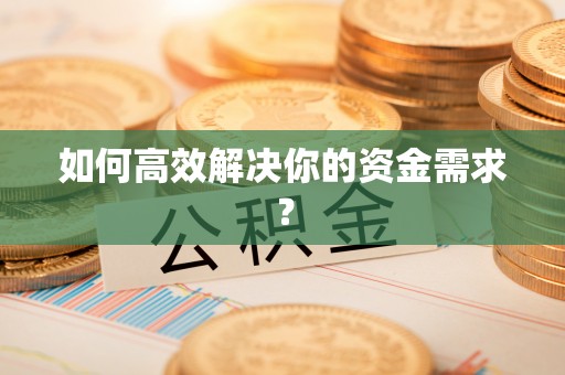 阜城如何高效解决你的资金需求？