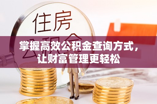 阜城掌握高效公积金查询方式，让财富管理更轻松